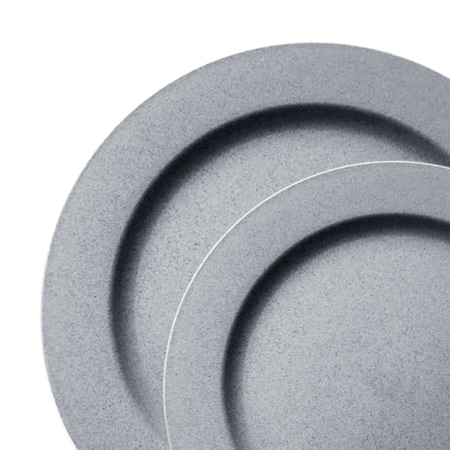 Smarty Had A Party Matte Steel Gray Round Plastic Dinnerware Value Set (120 Dinner Plates + 120 Salad Plates), 240PK 4850STGR-VP-CASE